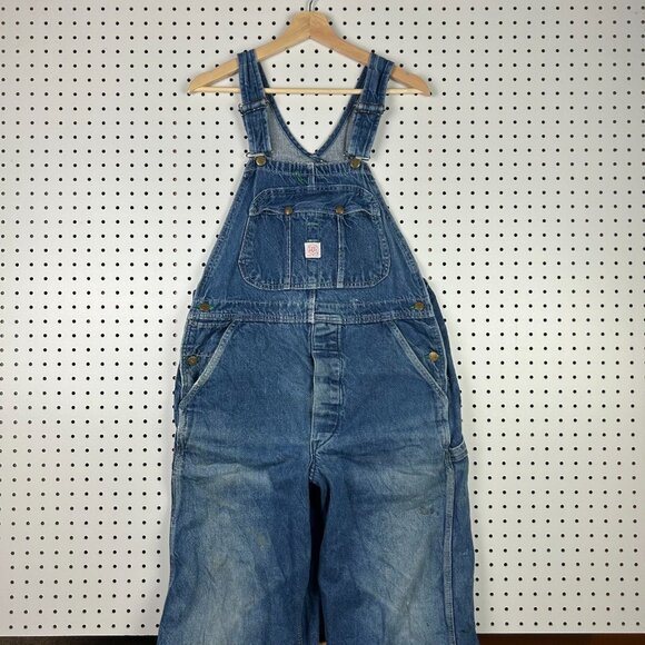 Tuf Nut Overalls 34x30 Carpenter Farmer Adult Jeans Blue Denim Work USA 90s - Picture 2 of 8